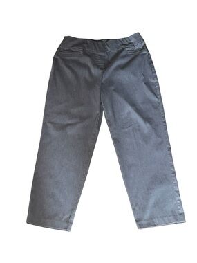 ALFRED DUNNER Petite 12P Women’s Gray Pull-On High Rise Crop Ankle Pants